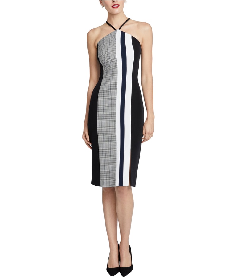 Rachel Roy Womens Colorblocked Sleeveless Strapless Midi Dress