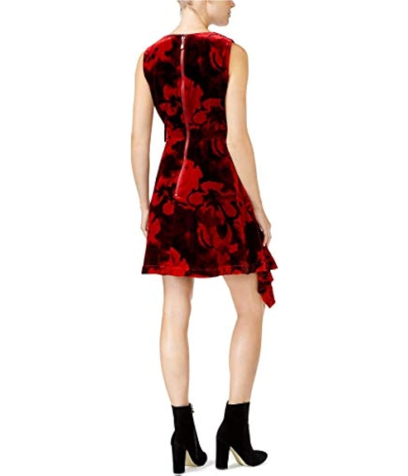 Rachel Roy Womens Draped velvet Fit & Flare A-line Dress