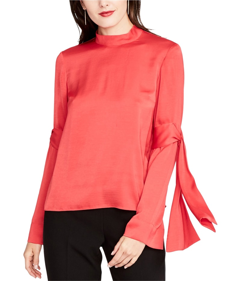 Rachel Roy Womens Tie Sleeves Knit Blouse