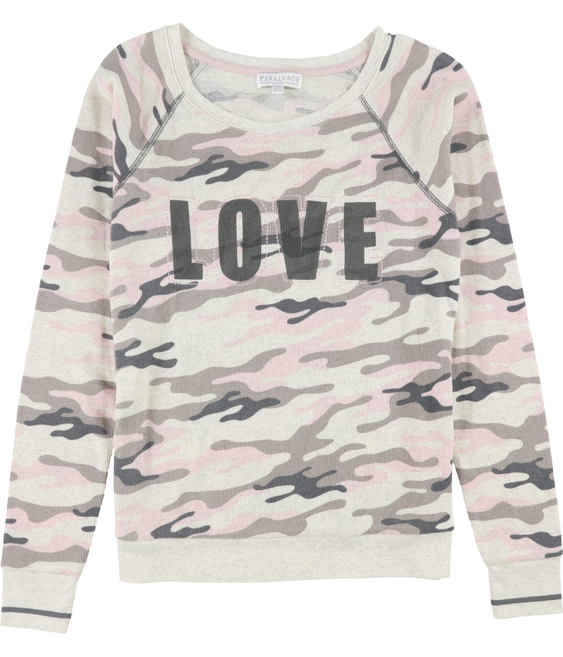 P.J. Salvage Womens Love In Camo Thermal Pajama Shirt