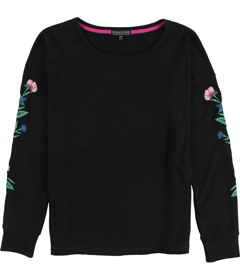P.J. Salvage Womens Embroidered Sleeves Pajama Sweater