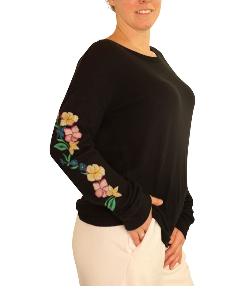P.J. Salvage Womens Embroidered Flowers Pajama Sleep T-shirt