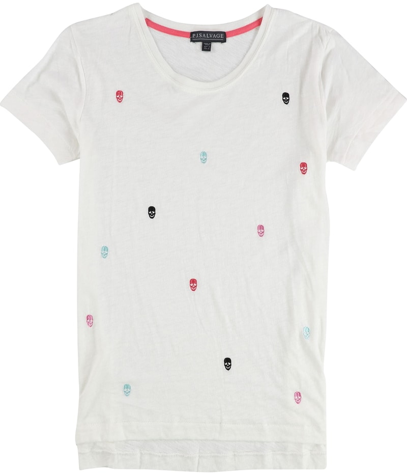 P.J. Salvage Womens Embroidered Skulls Pajama Sleep T-shirt