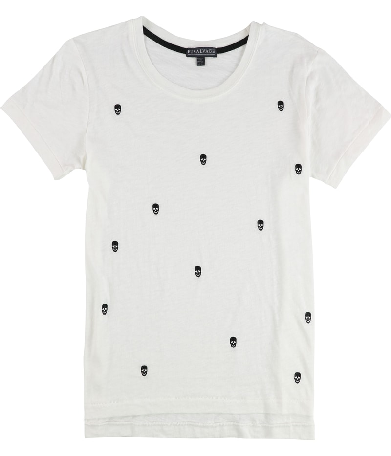 P.J. Salvage Womens Small Embroidered Skulls Pajama Sleep T-shirt