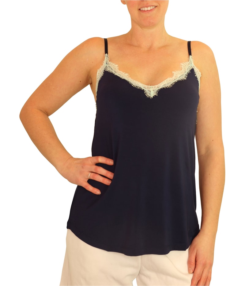 P.J. Salvage Womens Morning Sunshine Lace Pajama Sleep Cami Tank Top
