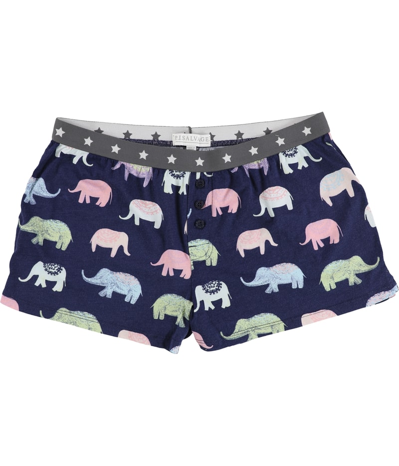 P.J. Salvage Womens Colored Elephants Pajama Shorts