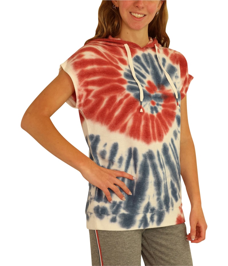 P.J. Salvage Womens Red White&Blue Tye-Dye Pajama Sweatshirt Top, view 2