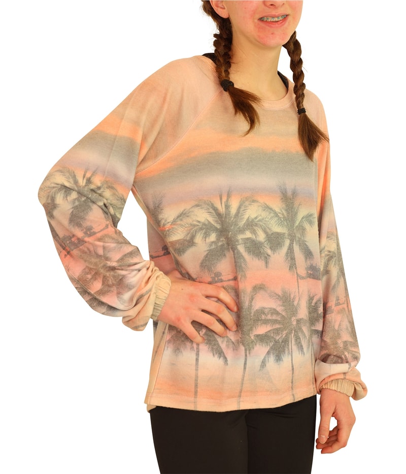 P.J. Salvage Womens SunSet With Palm Trees Pajama Sleep T-shirt