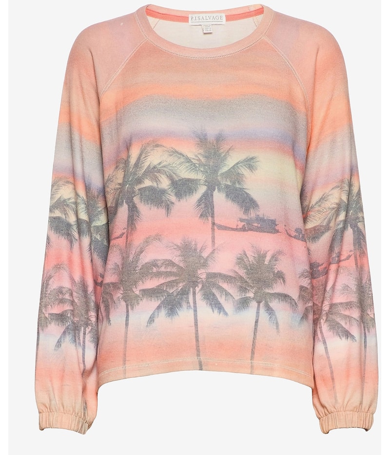 P.J. Salvage Womens SunSet With Palm Trees Pajama Sleep T-shirt