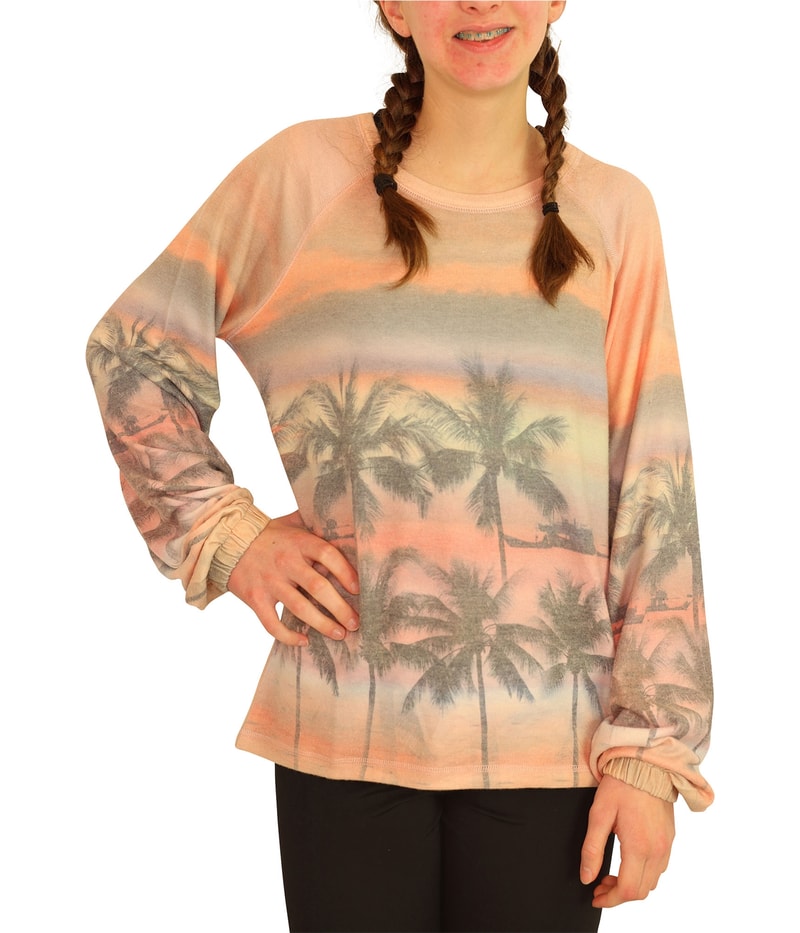P.J. Salvage Womens SunSet With Palm Trees Pajama Sleep T-shirt