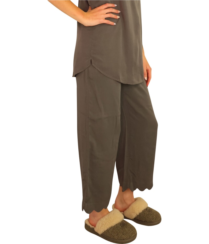 P.J. Salvage Womens Crop Scalloped Hem Pajama Lounge Pants