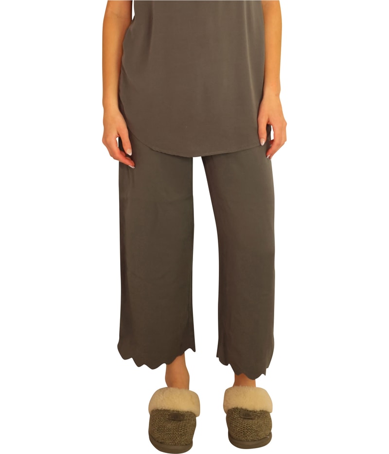 P.J. Salvage Womens Crop Scalloped Hem Pajama Lounge Pants