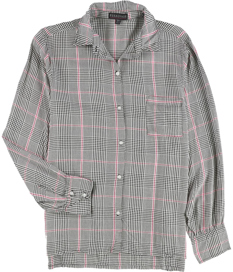 P.J. Salvage Womens Plaid Button Down Pajama Tops