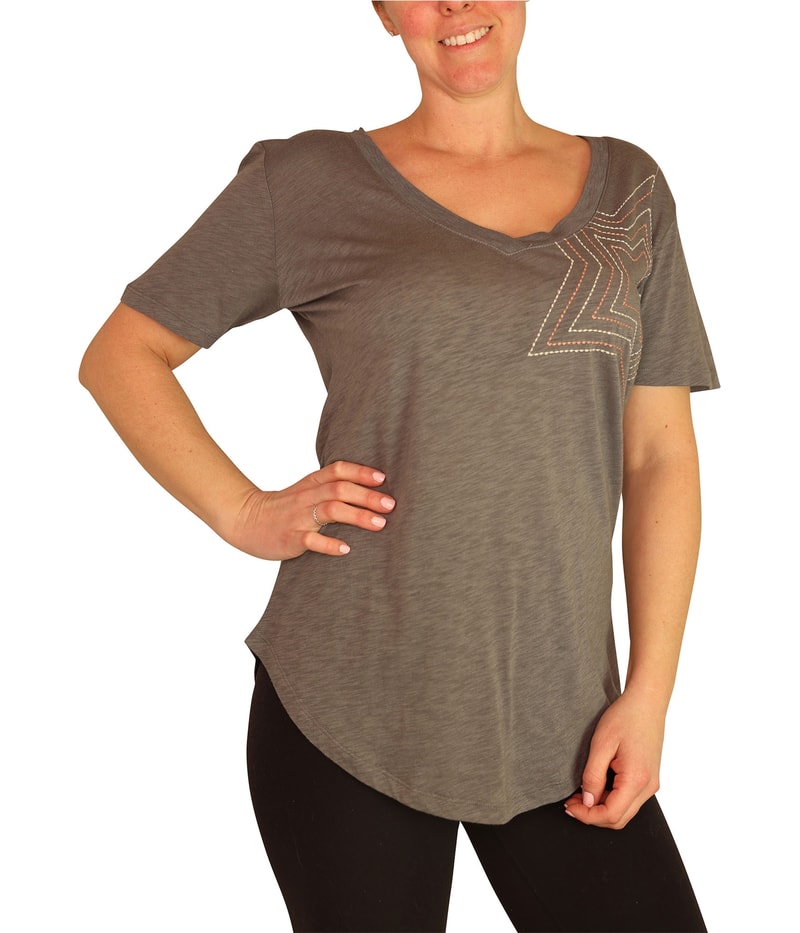P.J. Salvage Womens Embroidered Star Pajama Sleep T-shirt