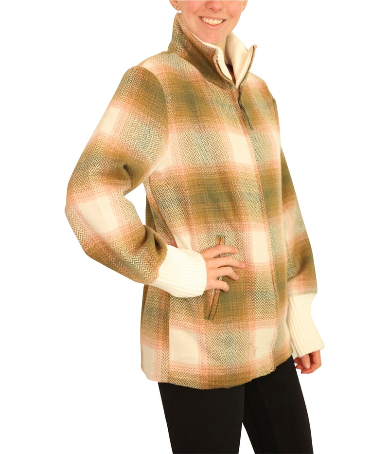 P.J. Salvage Womens Full Zip Plaid Jacket, view 2