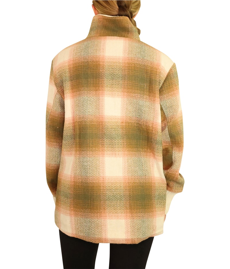 P.J. Salvage Womens Full Zip Plaid Jacket, view 3