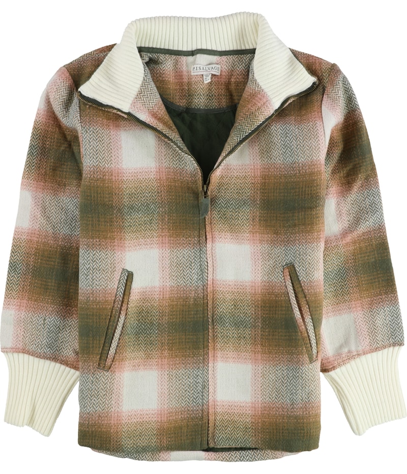 P.J. Salvage Womens Full Zip Plaid Jacket, view 5