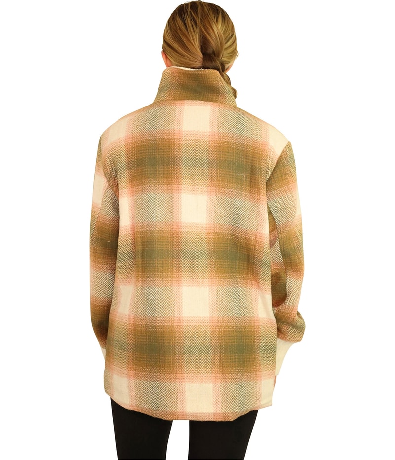 P.J. Salvage Womens Full Zip Plaid Jacket, view 6