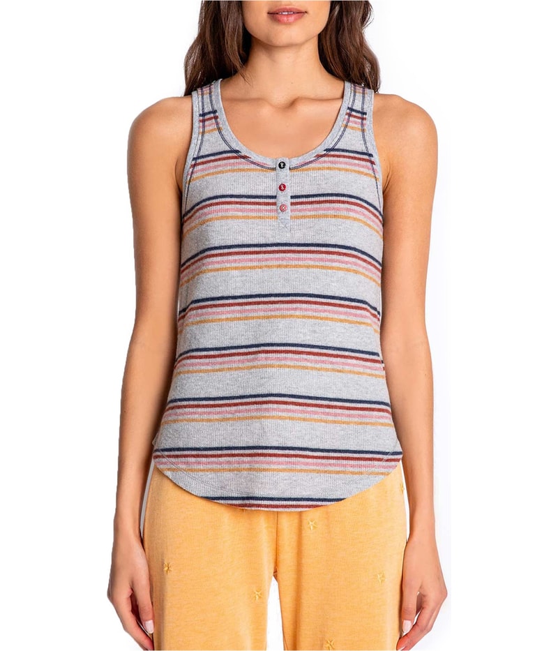 P.J. Salvage Womens Multi Color Stripes Pajama Sleep Tank Top