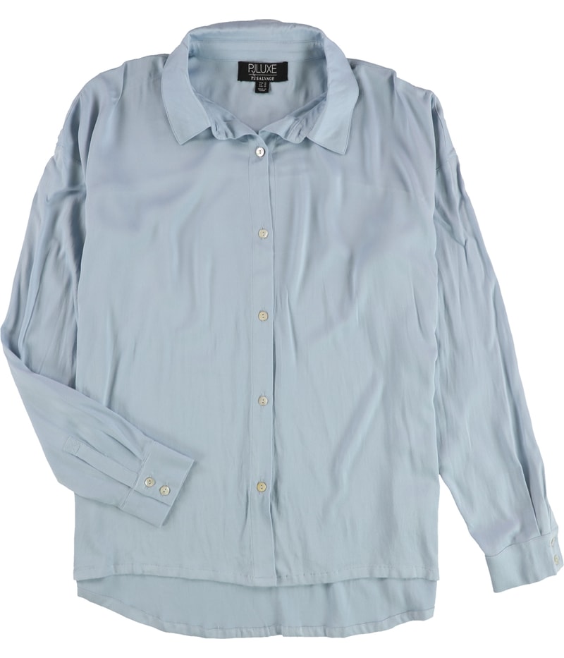 P.J. Salvage Womens Solid High Low Hemline Button Down Pajama Tops