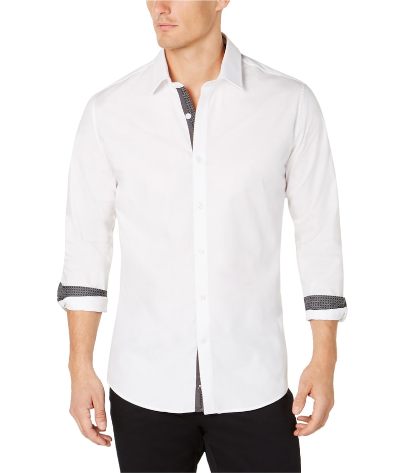 Ryan Seacrest Mens Contrast Trim Button Up Shirt