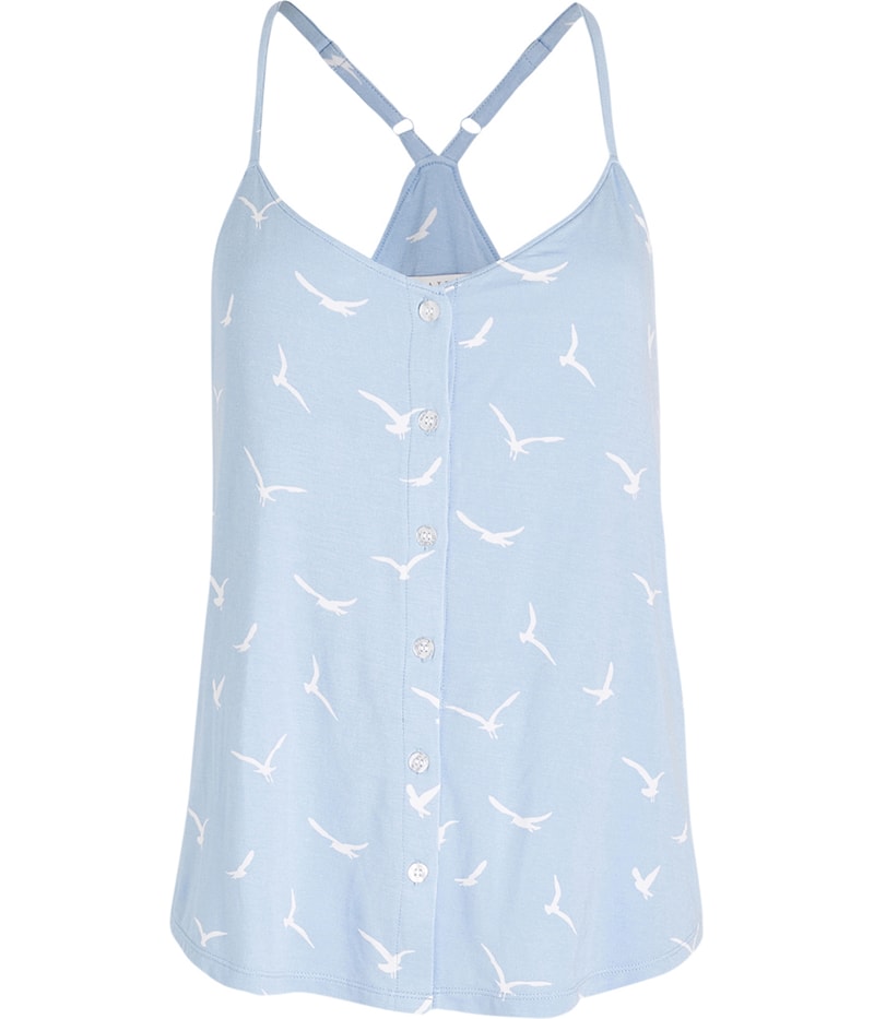 P.J. Salvage Womens In Flight Button Pajama Sleep Cami Tank Top