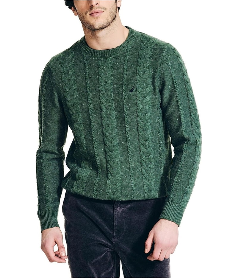 Nautica Mens Ribbed Collar Knit Sweater