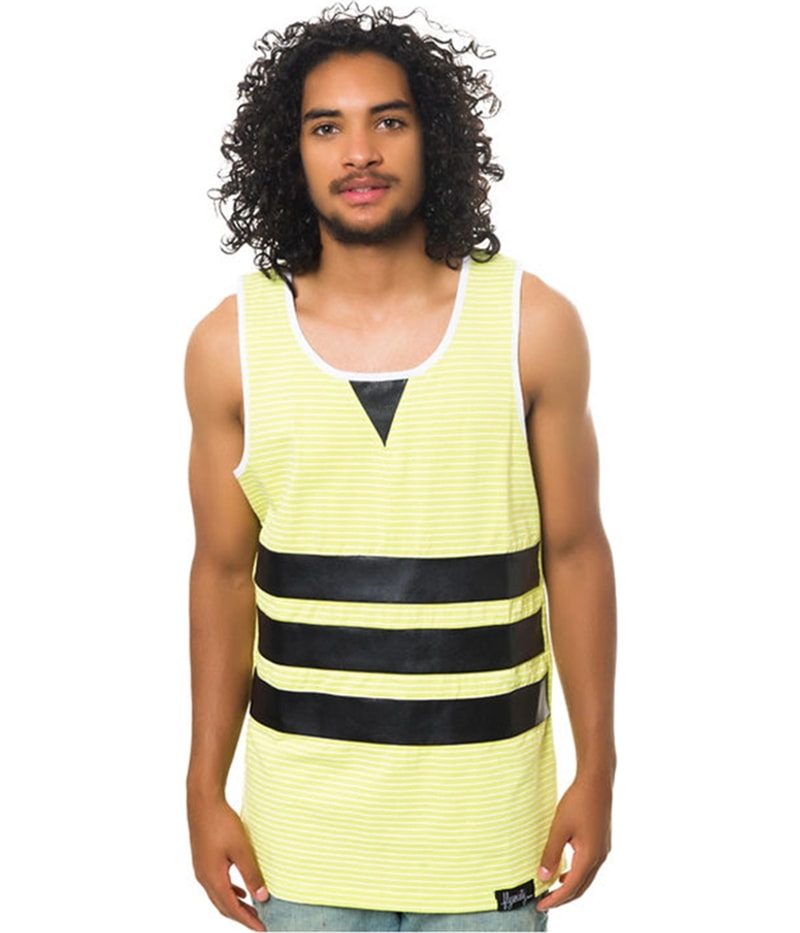Fly Society Mens The Striped PU Tank Top