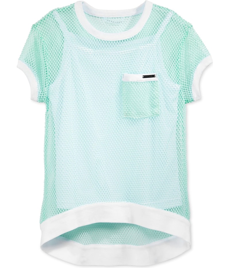 Sean John Girls Layered Mesh Embellished T-Shirt
