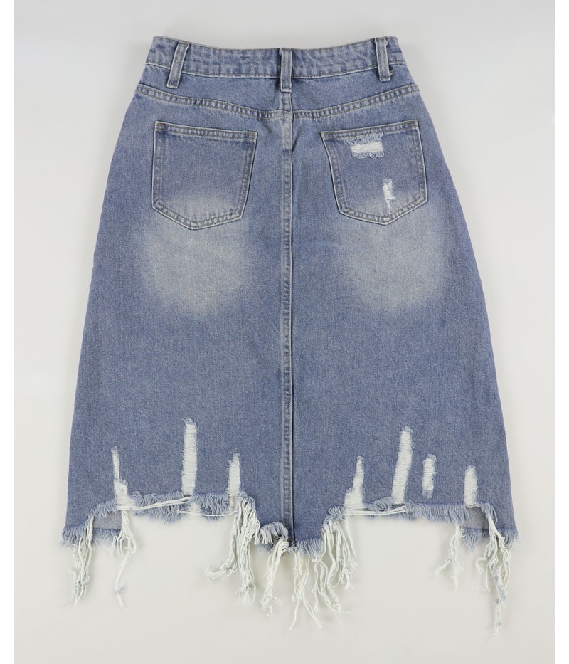 sweetkama Womens Distressed Midi Skirt