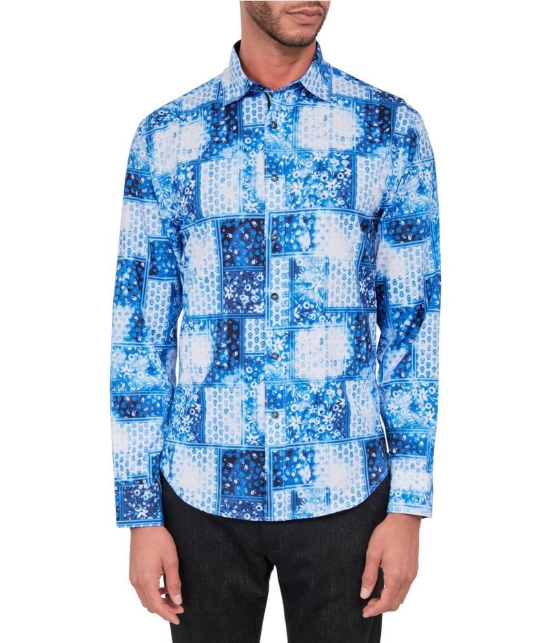 Society of Threads Mens Performance Stretch Button Up Shirt