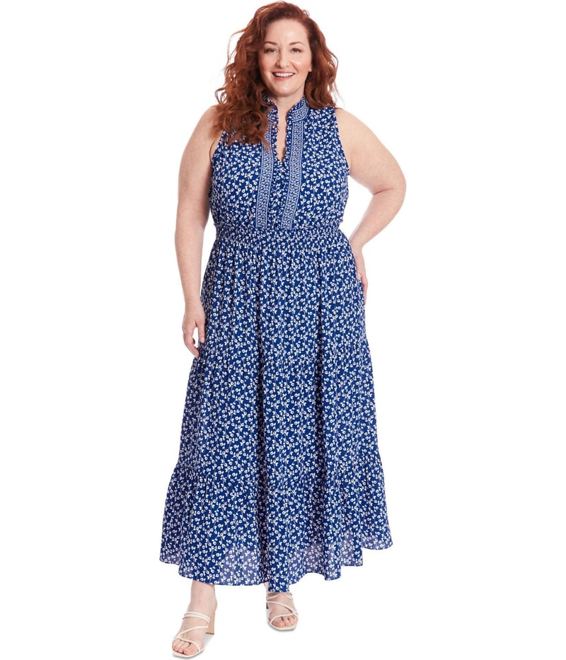 LONDON TIMES Womens Ruffle-Collar Maxi Dress