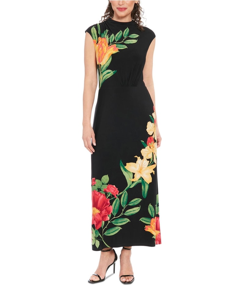 LONDON TIMES Womens Floral-Print Maxi Dress