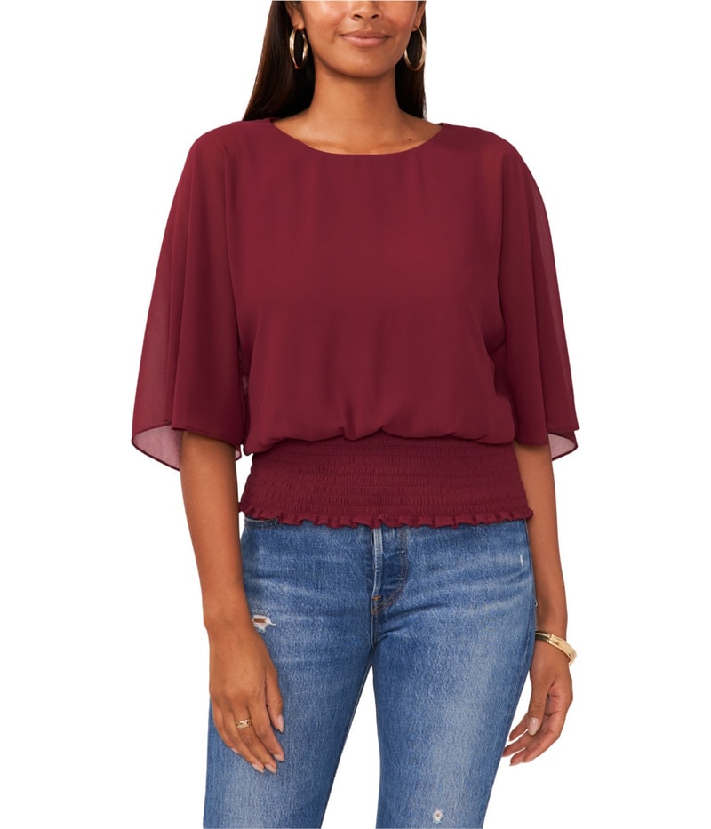 SAM AND JESS Womens Smocked-Waist Shell Blouse