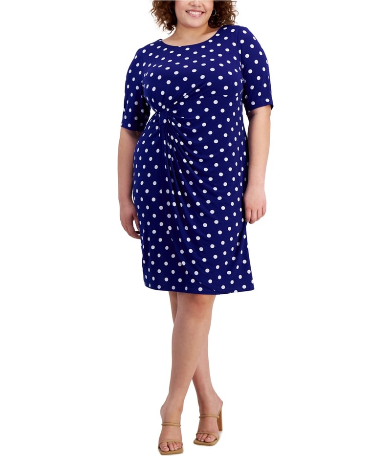 Connected Womens Dot-Print Sheath Dress