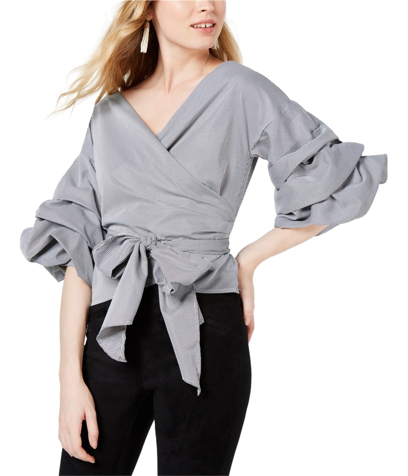 Sage The Label Womens Tiered-Sleeve Wrap Blouse