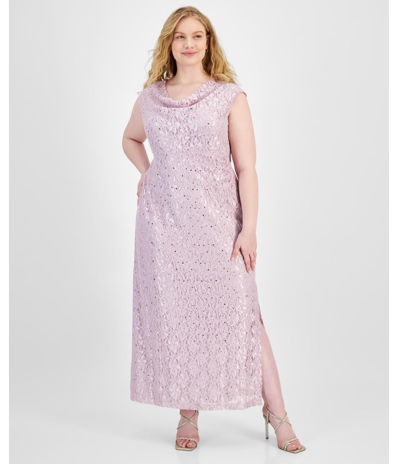 Connected Womens Lace Slit Gown Dress