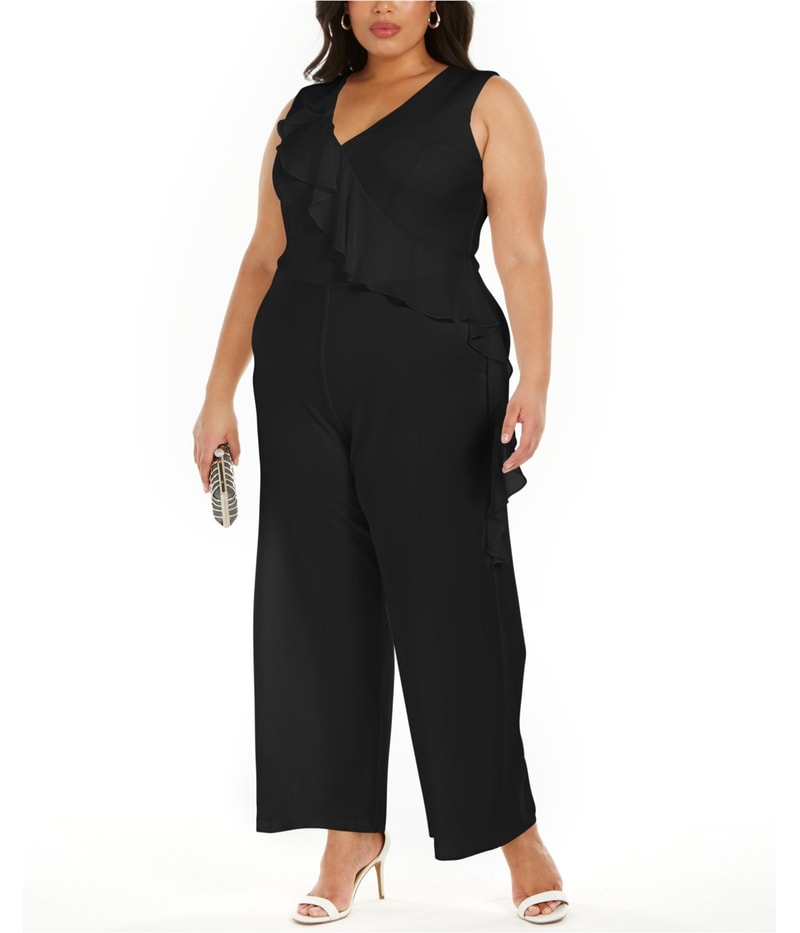 Connected Womens Ruffled Wide Leg Jumpsuit