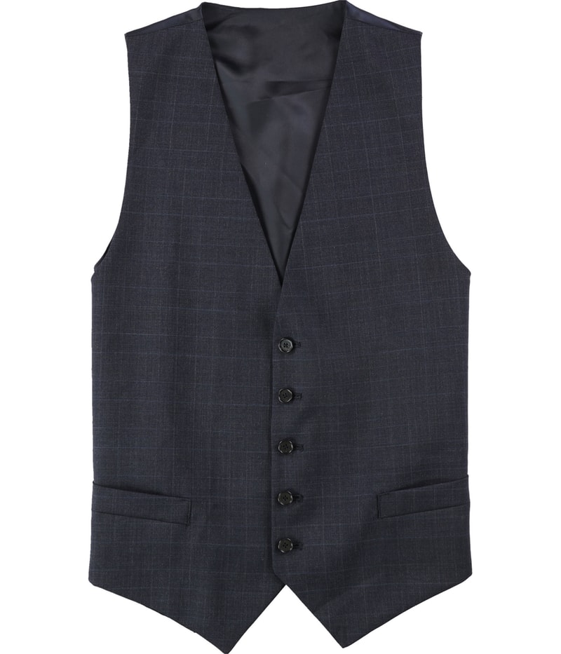 Tommy Hilfiger Mens Plaid Five Button Vest