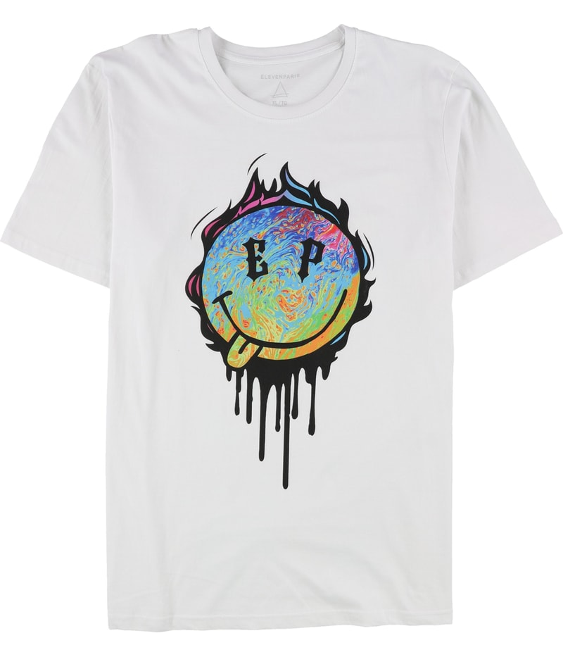 Elevenparis Mens Flaming Smiley Graphic T-Shirt