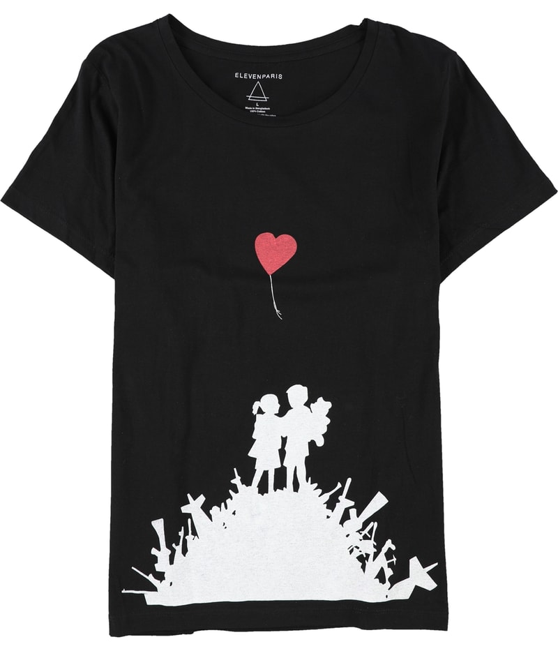 Elevenparis Womens Red Heart Balloon Graphic T-Shirt