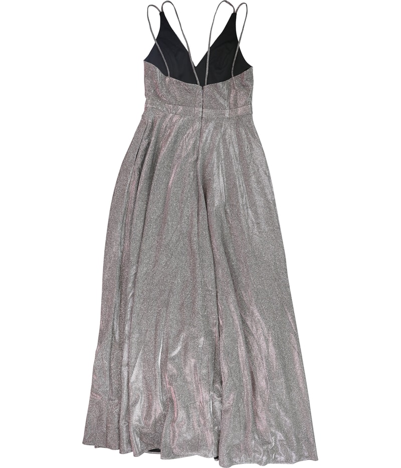 XSCAPE Womens Sparkled Surplice Sheath Maxi Gown Dress