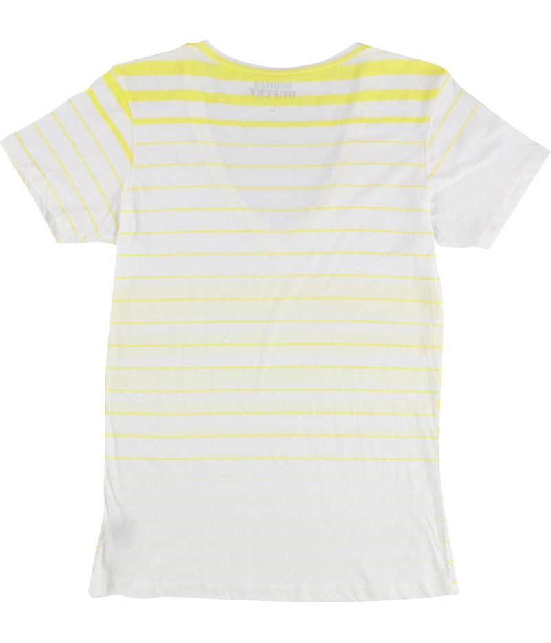 Gorilla Buffet Womens Yellow Stripes Basic T-Shirt