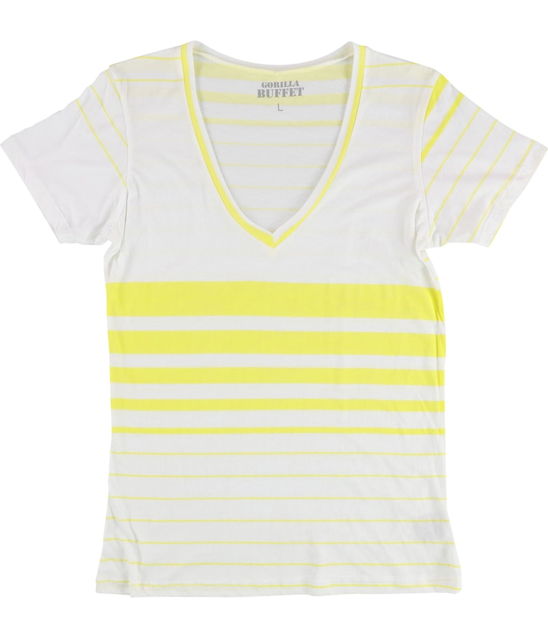 Gorilla Buffet Womens Yellow Stripes Basic T-Shirt