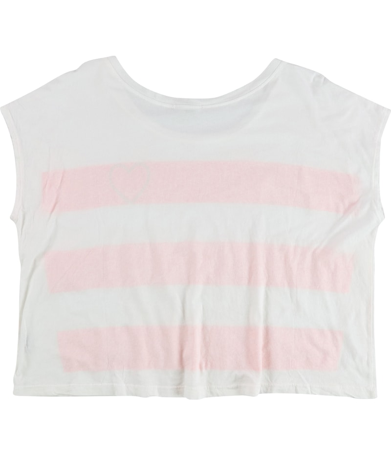 TRULY MADLY DEEPLY Womens Striped Heart Graphic T-Shirt