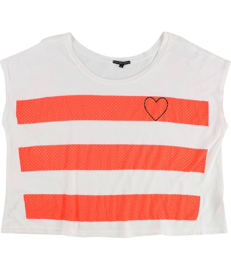 TRULY MADLY DEEPLY Womens Striped Heart Graphic T-Shirt