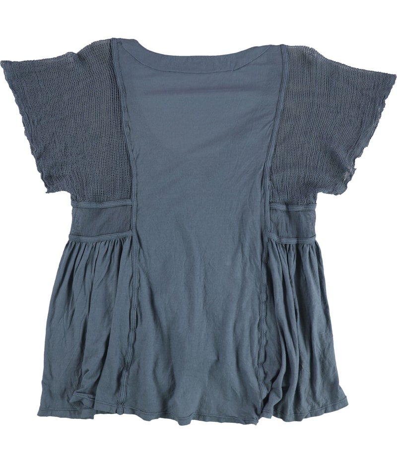Seneca Rising Womens Mesh Sleeve Scoop Neck Embellished T-Shirt, view 2