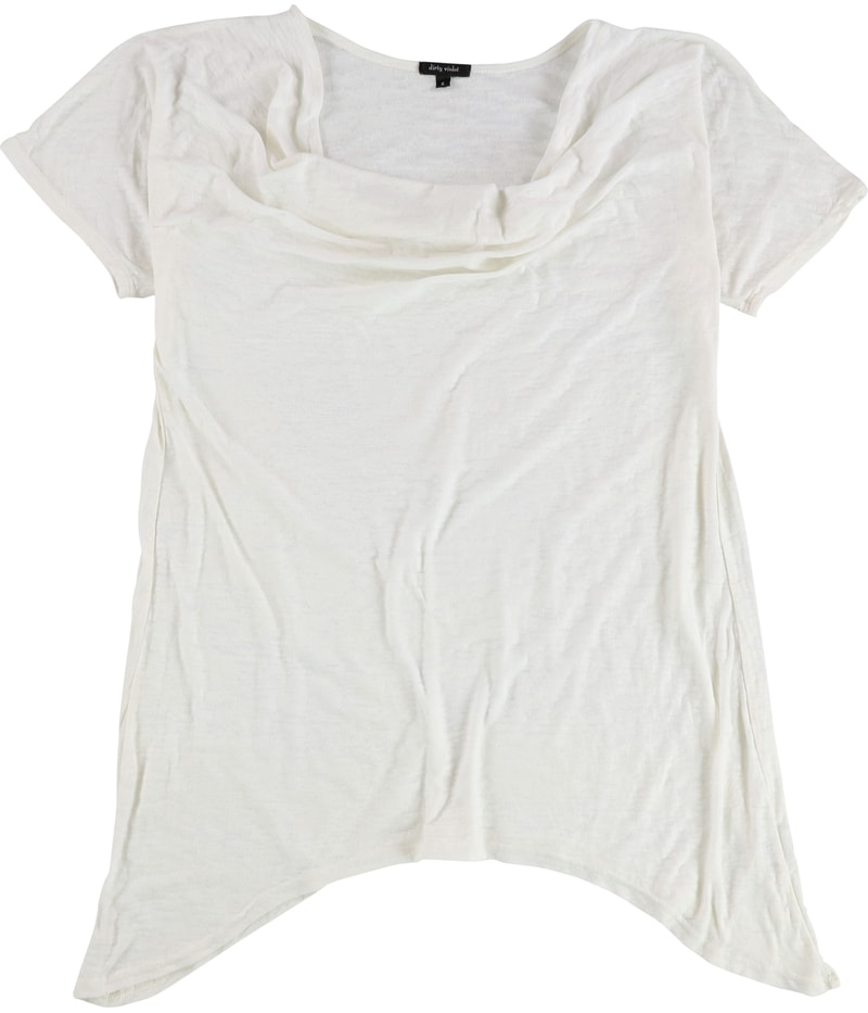 dirty violet Womens Burnout Cowl Neck Basic T-Shirt