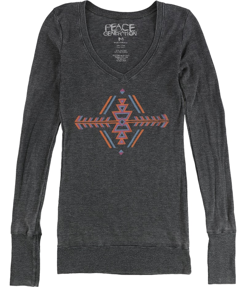 Peace Generation Womens Aztec Thermal Graphic T-Shirt