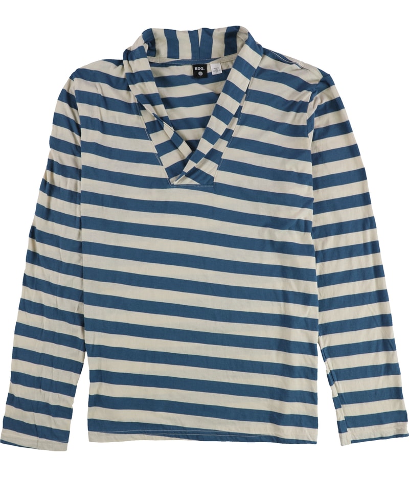 BDG Womens Striped V-Neck Cowl Pullover Sweater